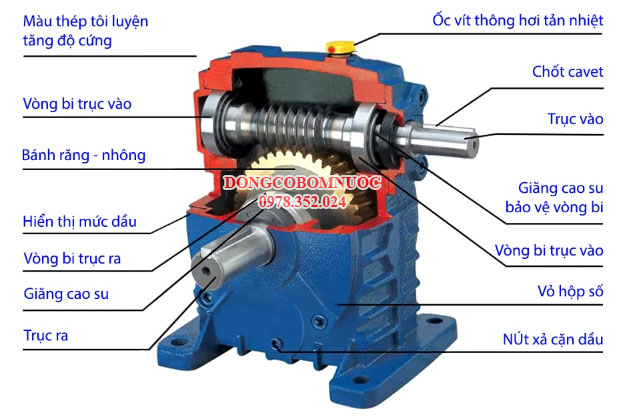 Cấu tạo của hộp giảm tốc trục vít WP